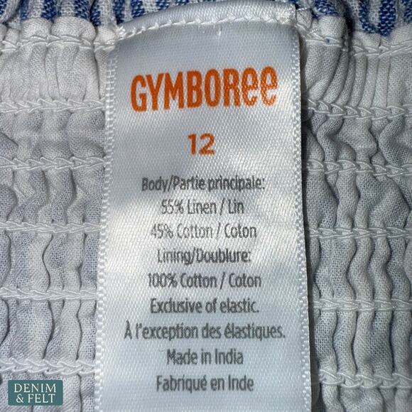 Gymboree Striped Linen-Blend Tiered Blue Puff Sleeve Smocked Dress NEW~NWT!! - Picture 9 of 12